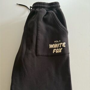 white fox dark grey joggers “volume 3” with drawstrings size M